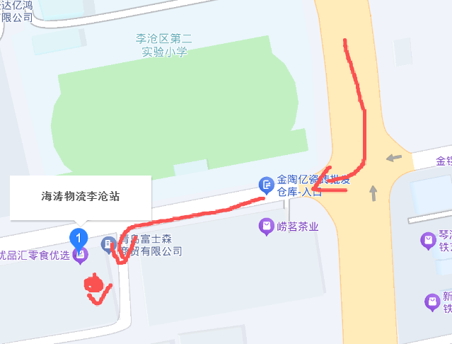 李沧站位置与进站路线示意图